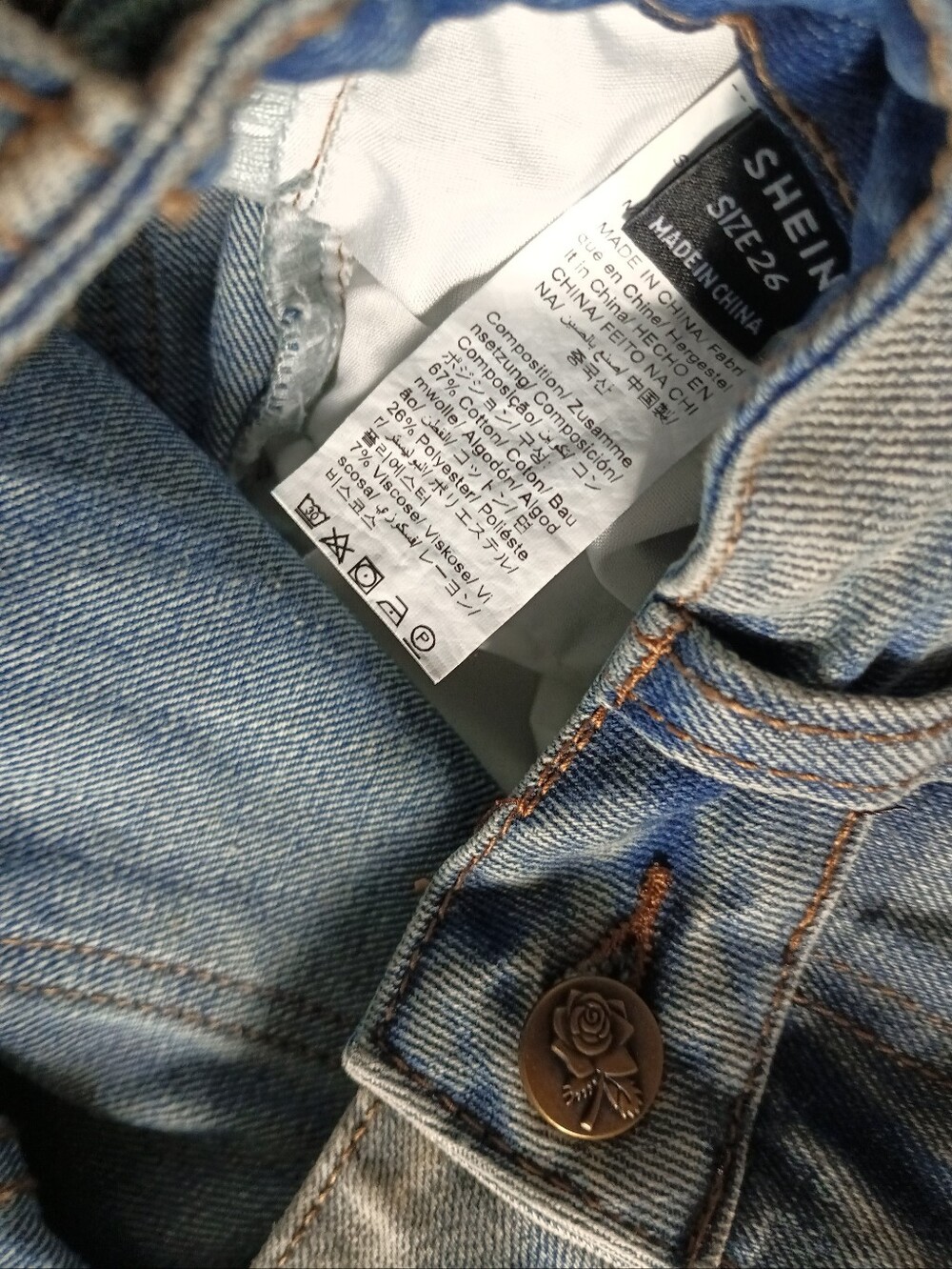 NEW Bohemela Dark Distressed Wash Embroidered Embellished Loose Fit Jeans (26) - Picture 11 of 13